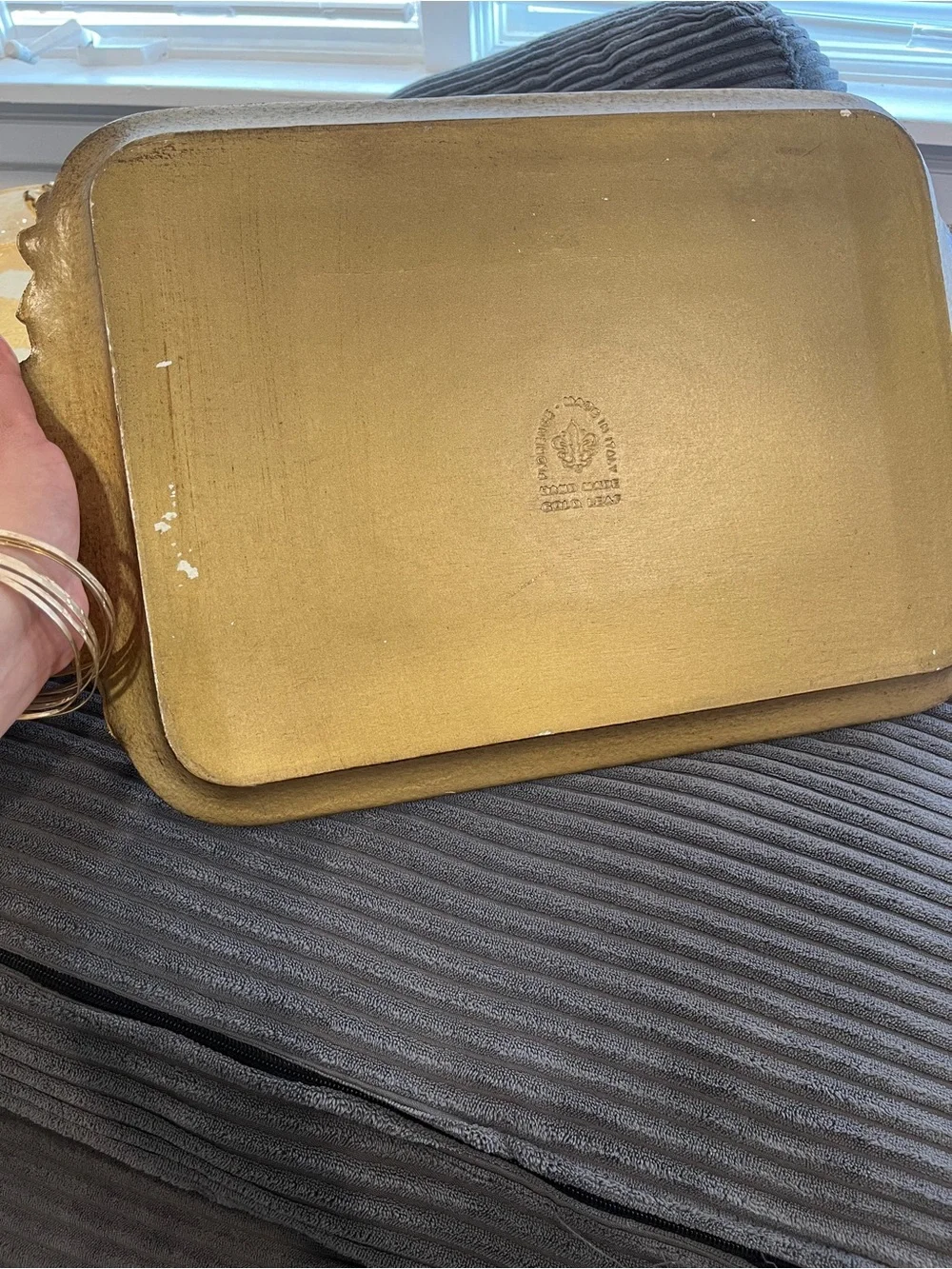 VINTAGE ITALIAN GOLD SERVING TRAYS HANDMADE